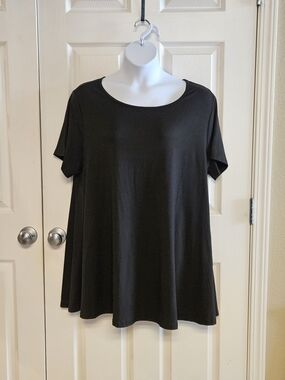 Misifi - Women's Black Scoop Neck Short Sleeve Top - 4XL
